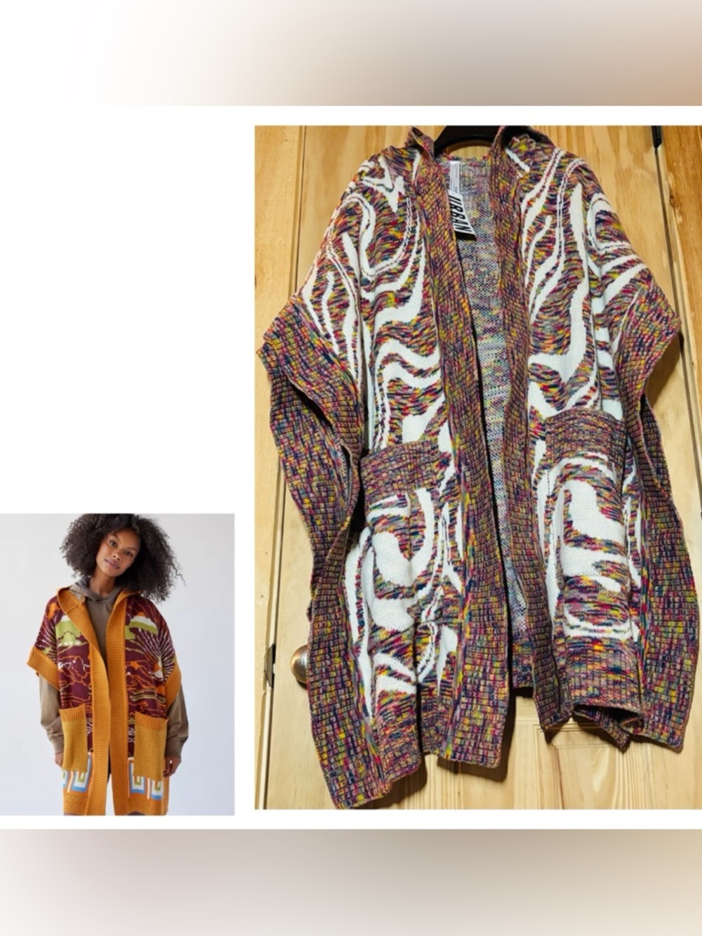 🆕 Urban Outfitters ‘Kali’ Sweater Cape Poncho  Psychedelic Swirl Multicolor O/S